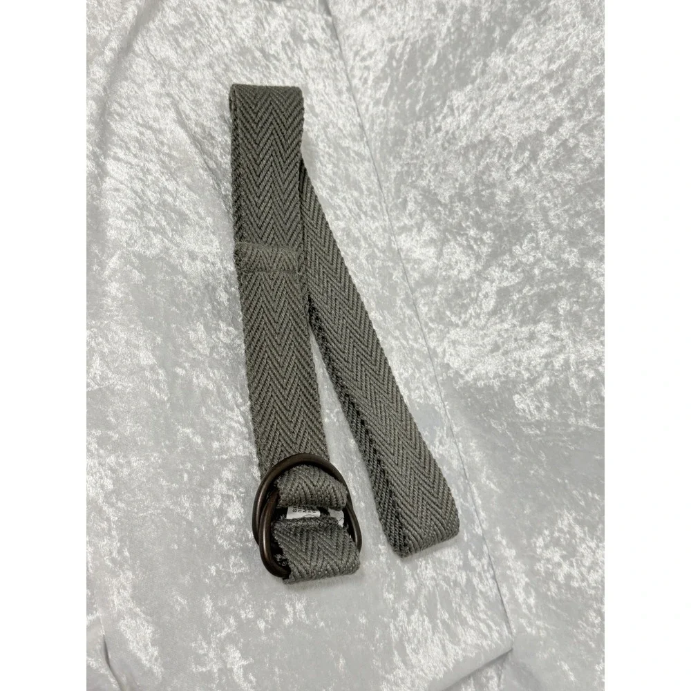 Mens Size 38 Charcoal Gray Herringbone‎ Woven Dark Double Ring Belt Custom Fit
